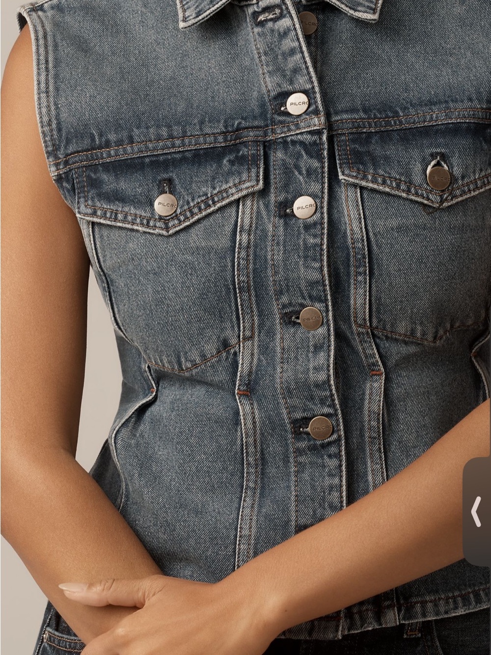 Pilcro Washed Denim Sleeveless Vest in Blue-Gray NWOT